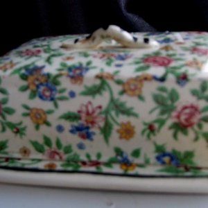 CHINTZ  ANTIQUE Butter Dish w LID Made in Japan